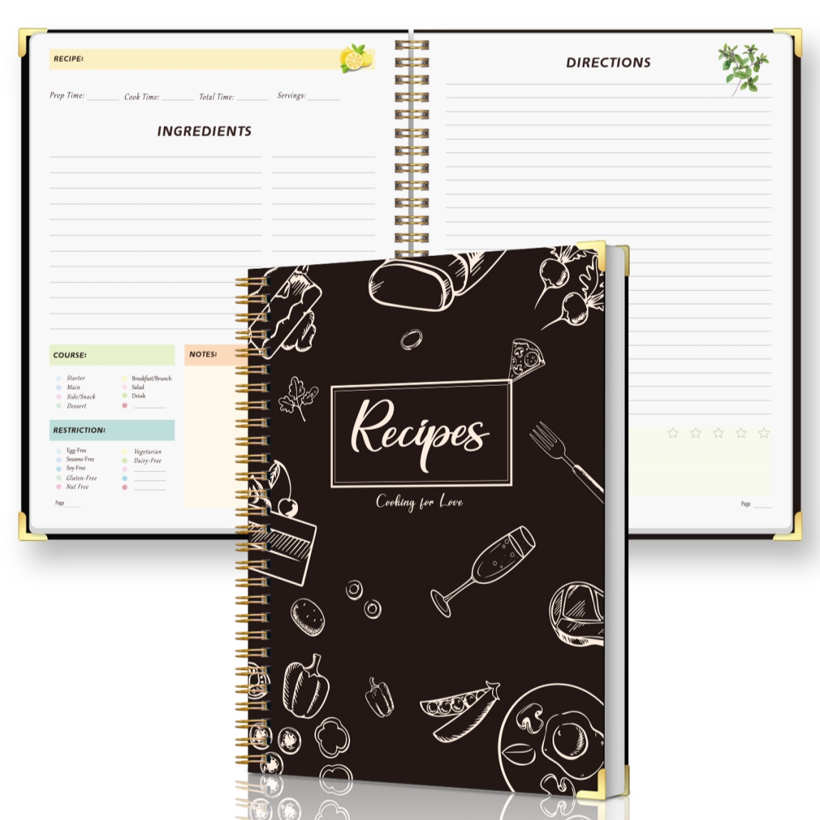 Meal Prep Book - Блокнот для рецептов с пружинным переплетом,
